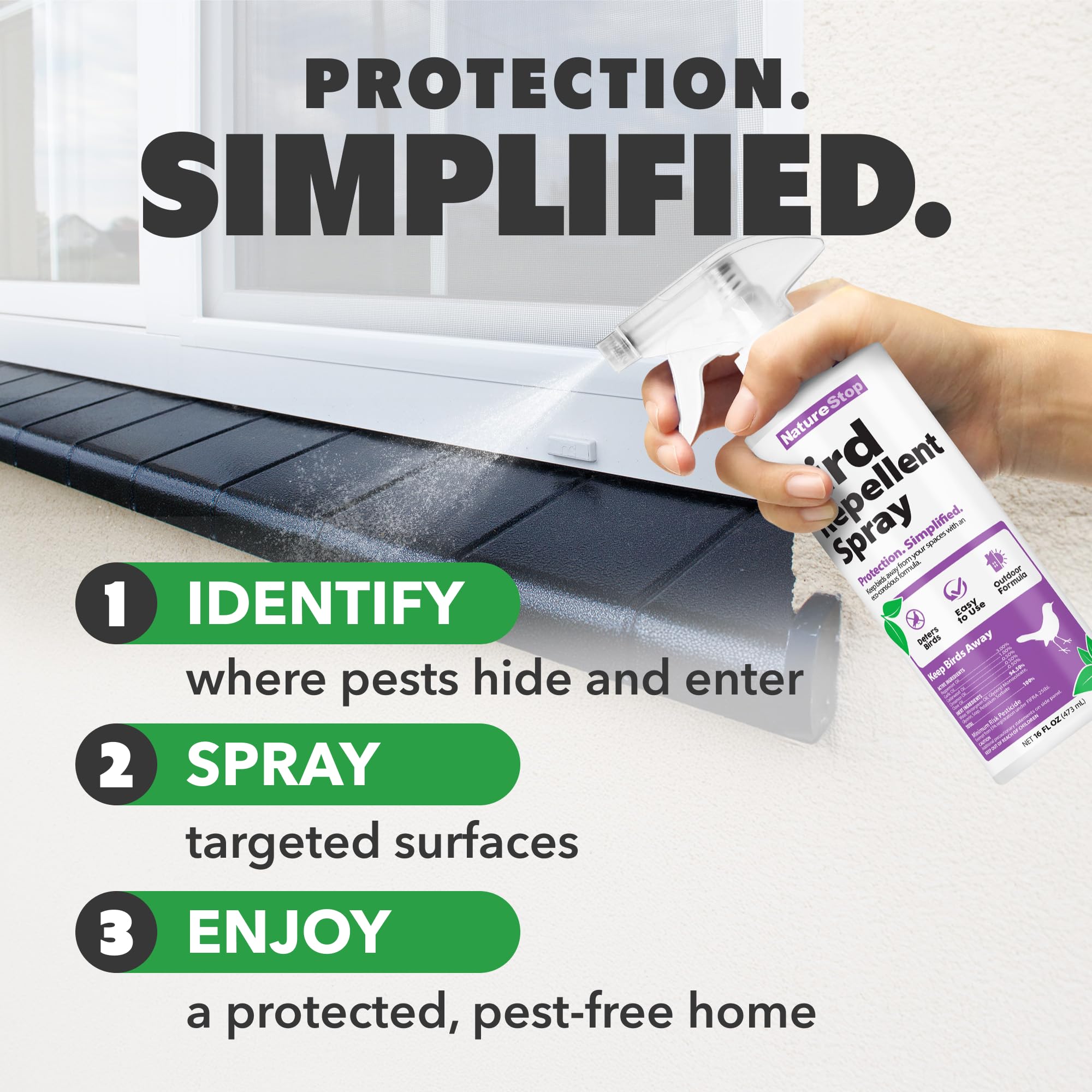 NatureStop made-in-USA bird repellent supports domestic production quality.