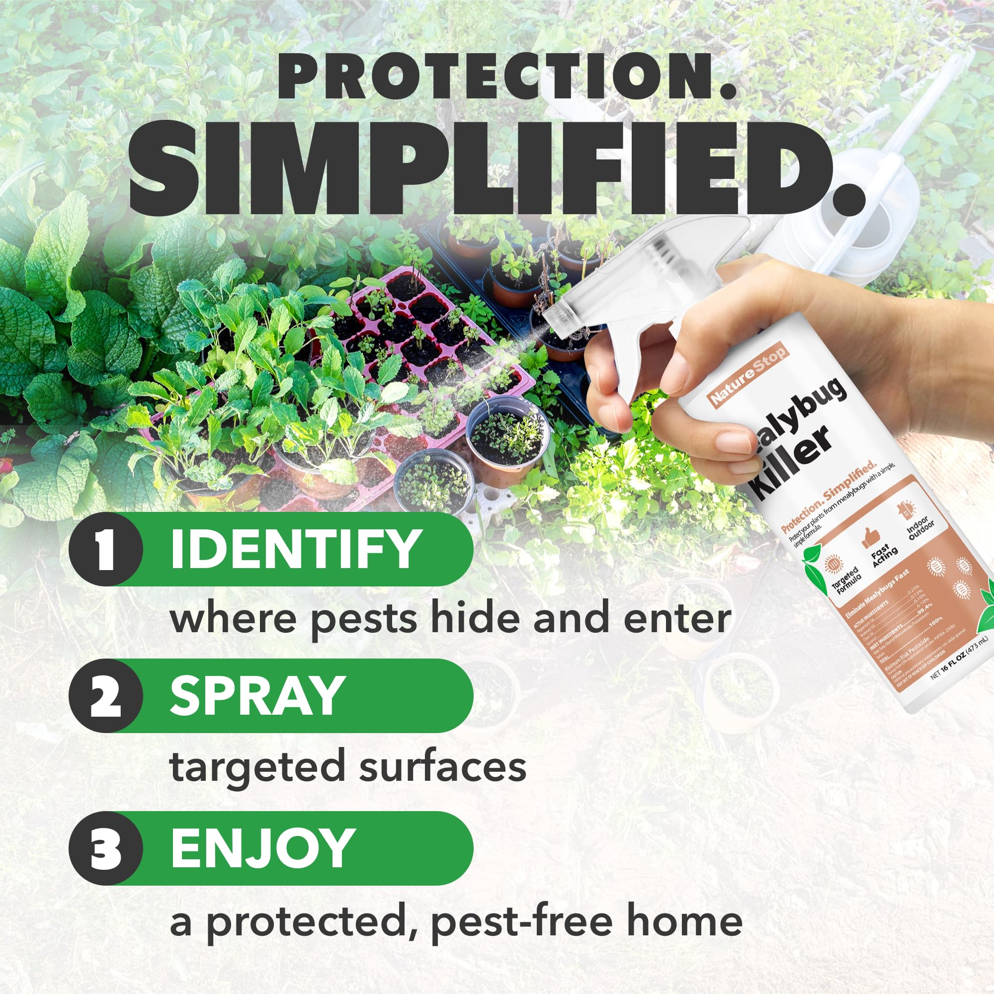 Made in USA NatureStop Mealy Bug Killer bottle for trusted domestic production