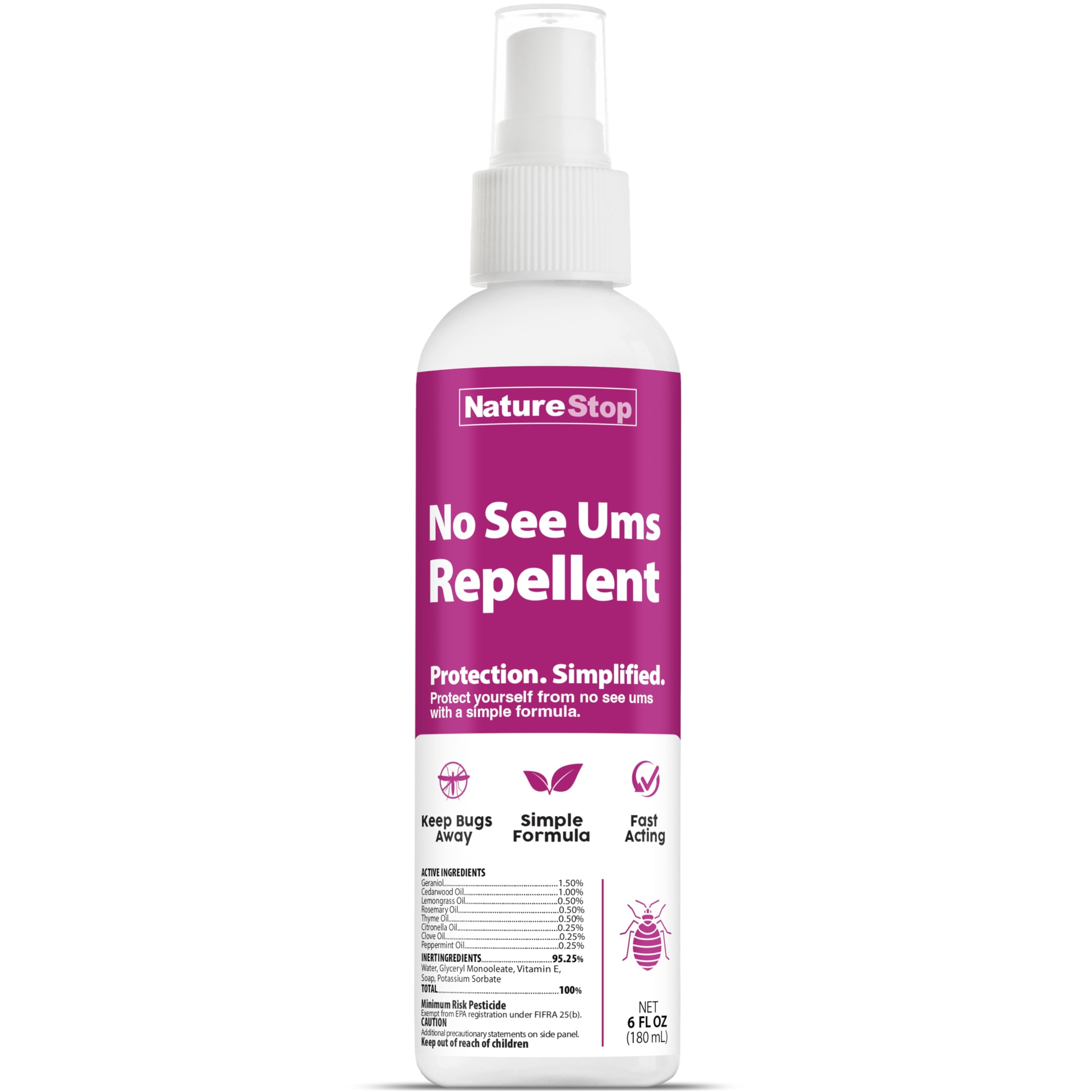 NatureStop No See Ums Repellent bottle protects outdoor spaces from tiny biting insects
