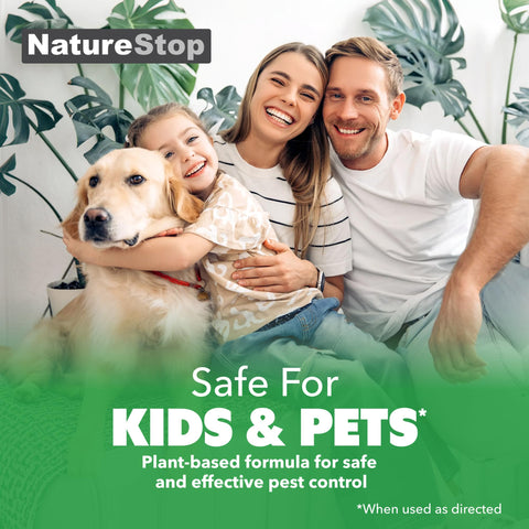 NatureStop Raccoon Repellent Spray around garden beds for yard-wide deterrence.