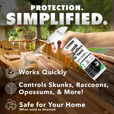 NatureStop skunk deterrent shows USA-made quality for regular outdoor use.