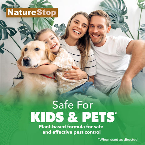 NatureStop Squirrel Repellent Spray on a wooden fence area to deter squirrel access.