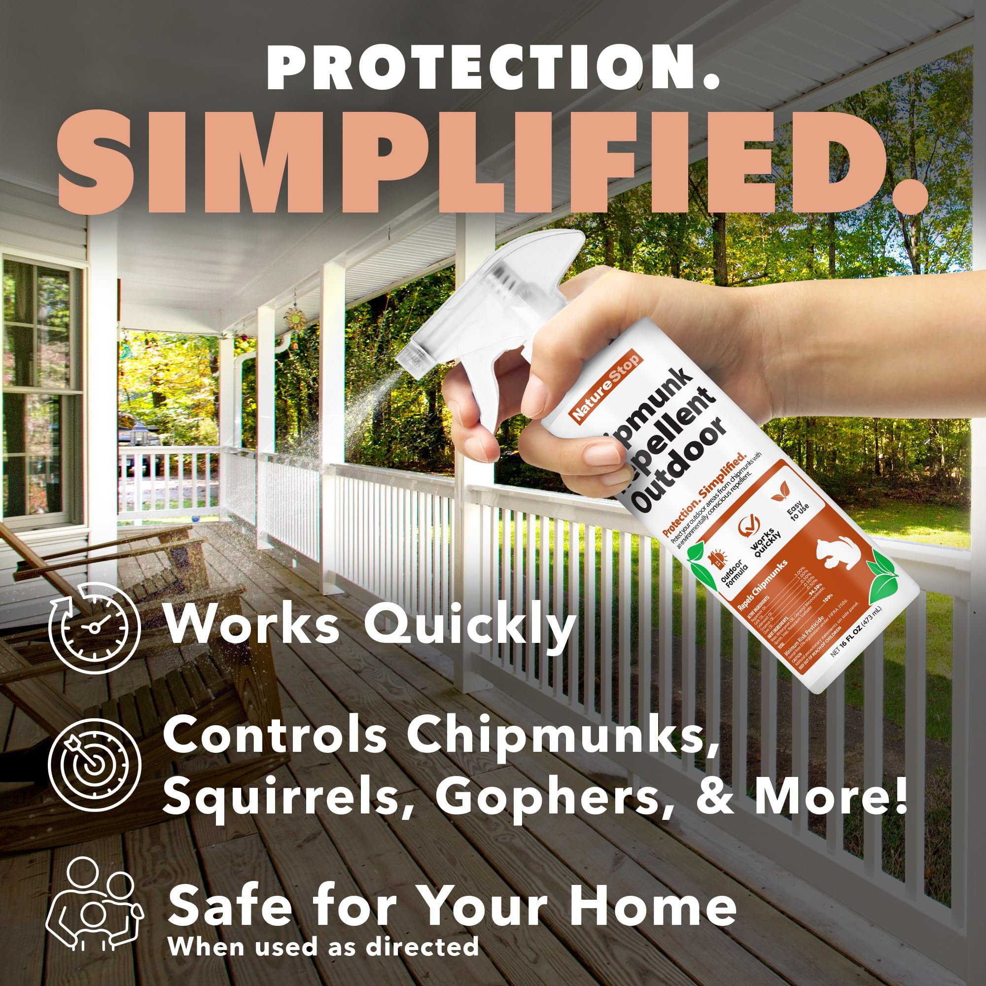 NatureStop USA-made Chipmunk Deterrent emphasizes domestic production quality