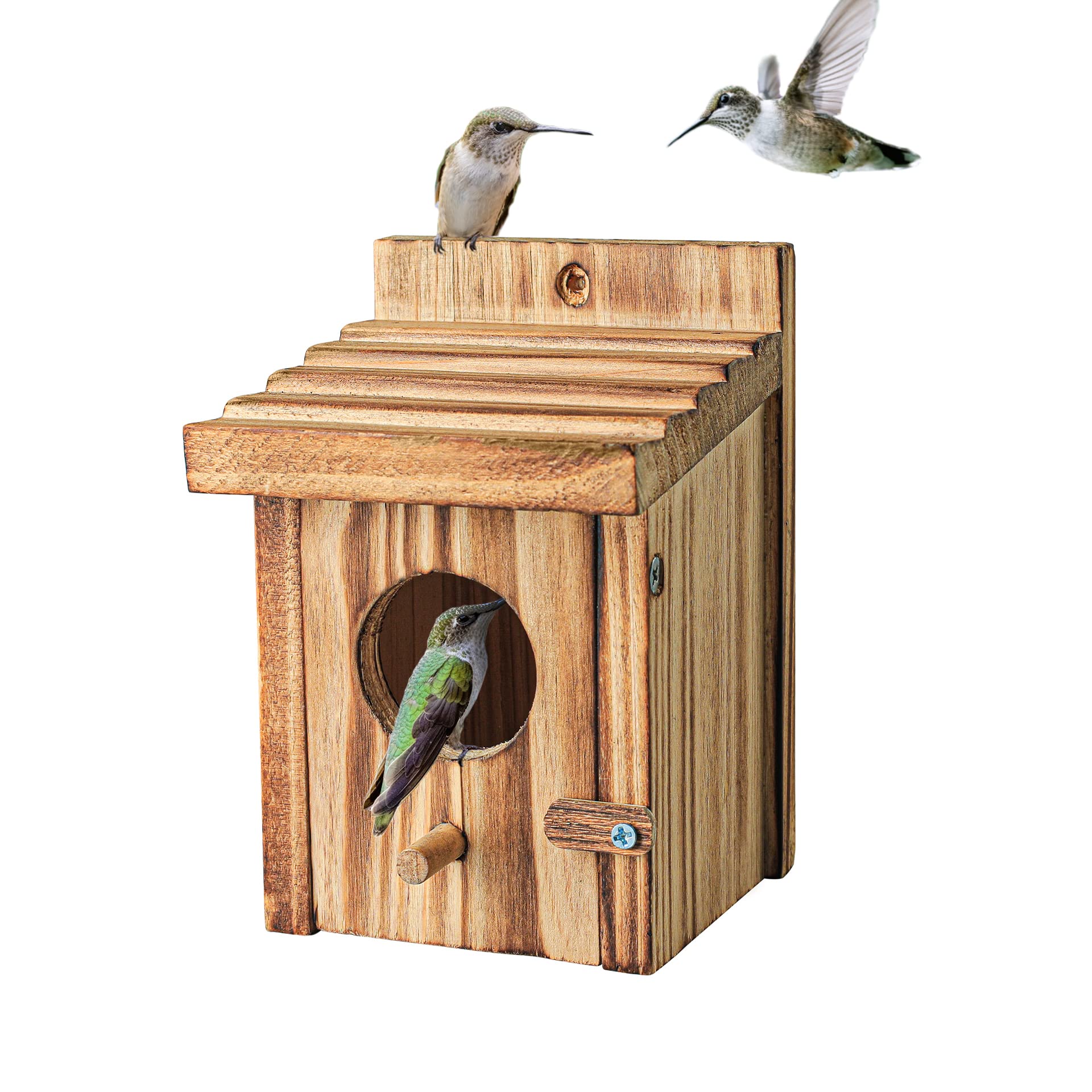 Natureylwl hummingbird house exterior in natural pine wood for outdoors