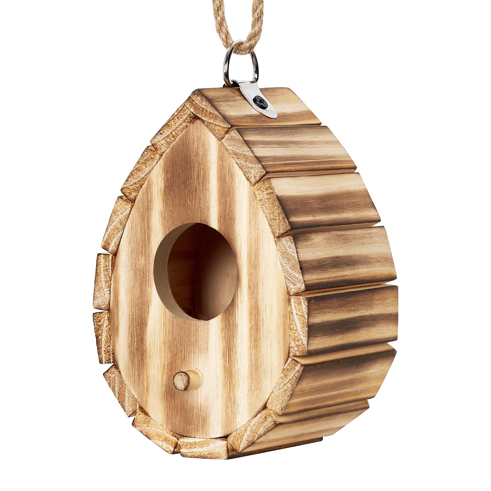 NATUREYLWL Hummingbird House outside with natural wood finish for durable garden use.