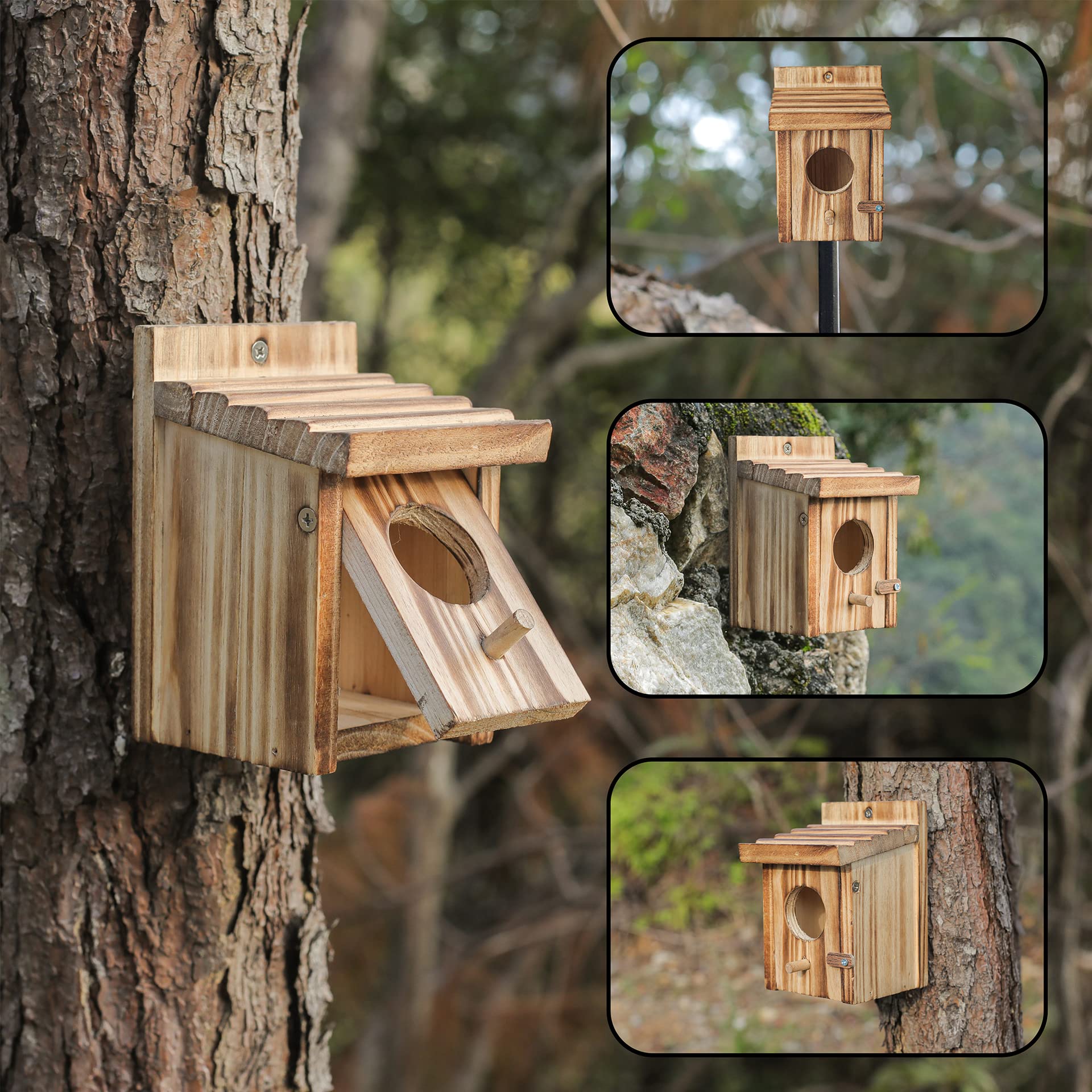 Natureylwl pine wood nesting box ready for small birds