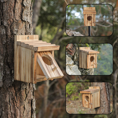 Natureylwl pine wood nesting box ready for small birds