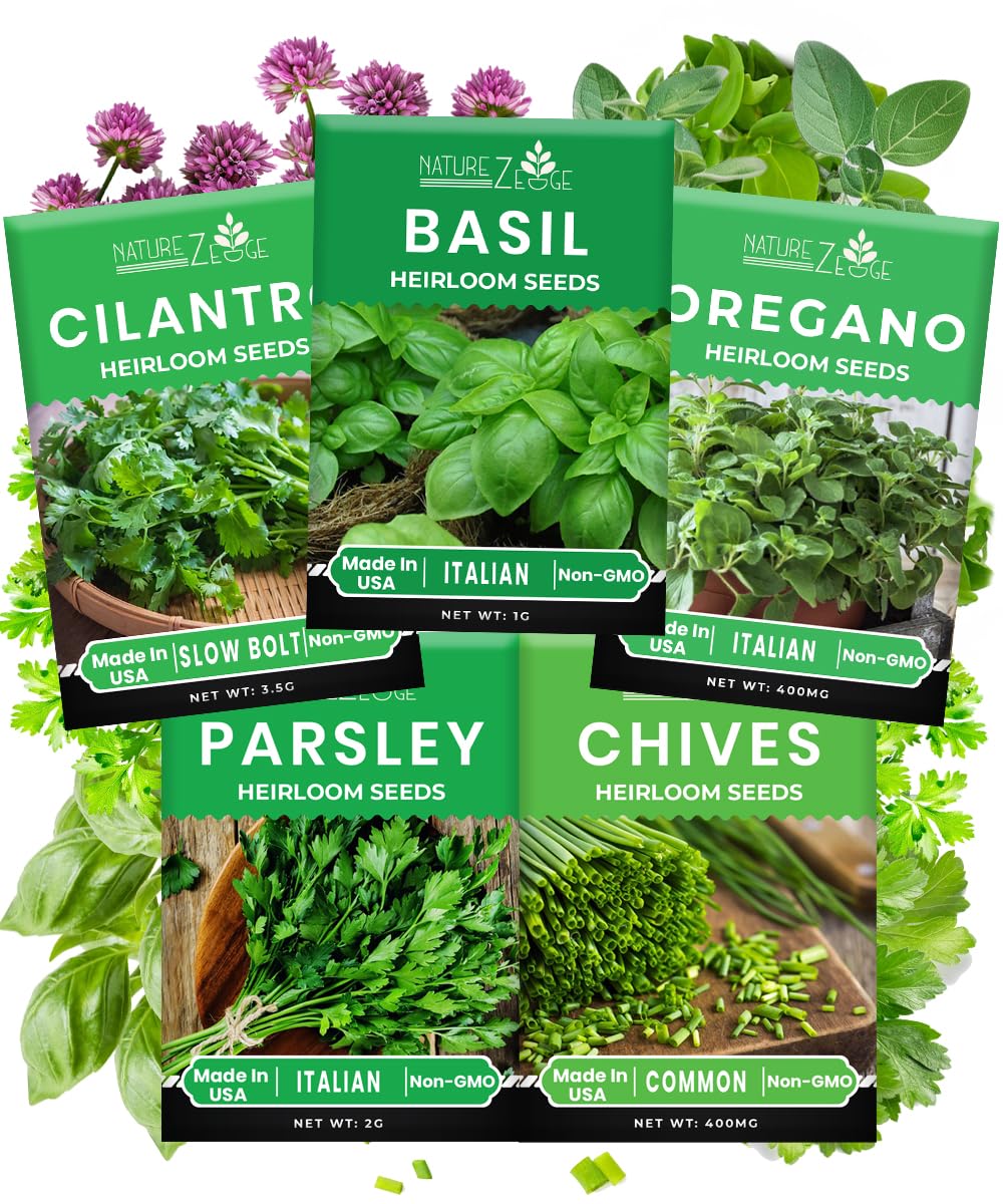 NatureZ Edge 5 Herb Seeds Variety Kit packaging for home gardeners.