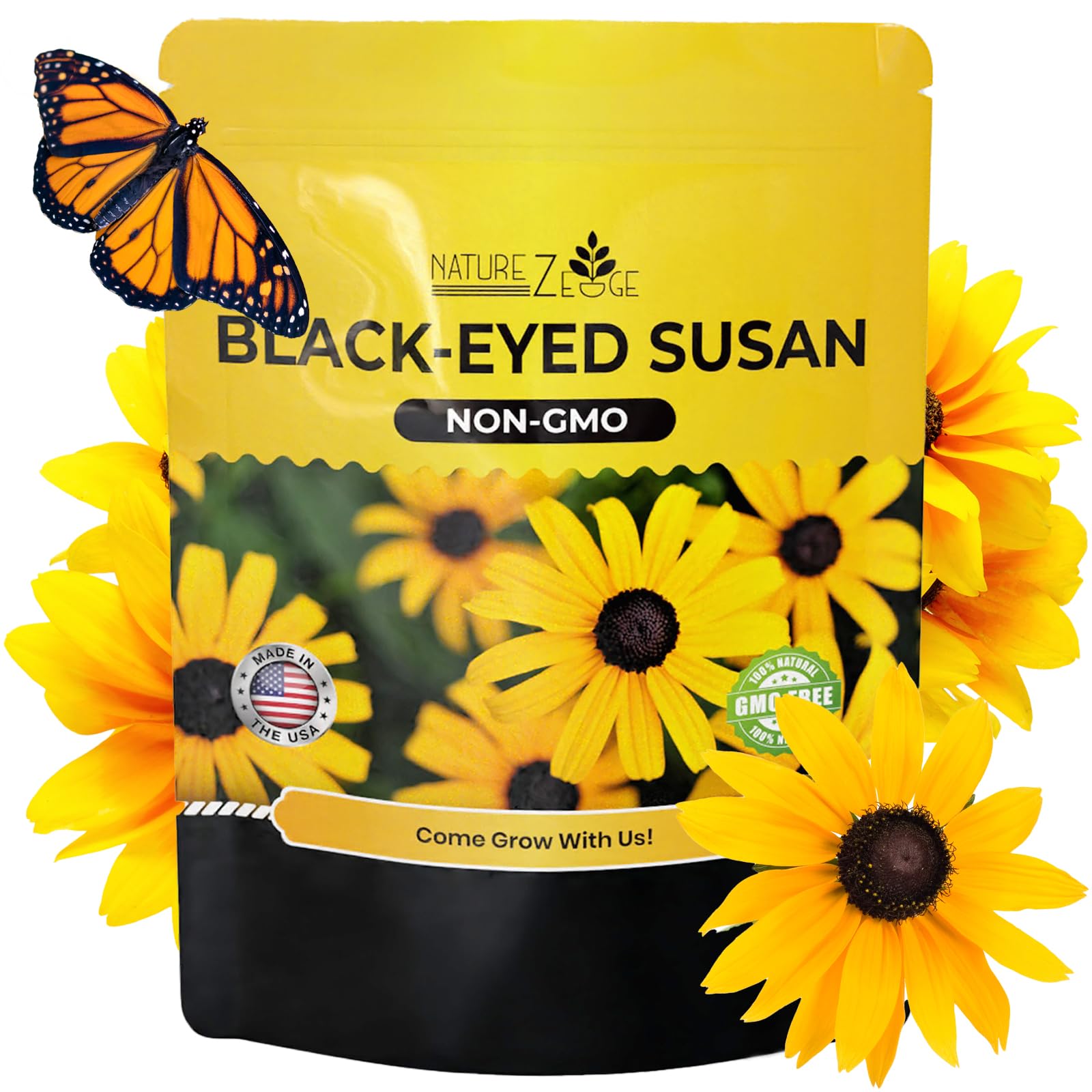 NatureZ Edge Black-Eyed Susan seeds 1oz pack ready for vibrant garden blooms.
