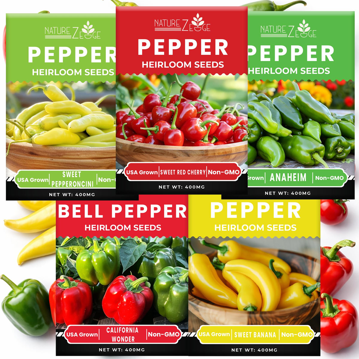 NatureZ Edge California Wonder bell pepper seeds ready for planting in garden beds for tasty harvests.