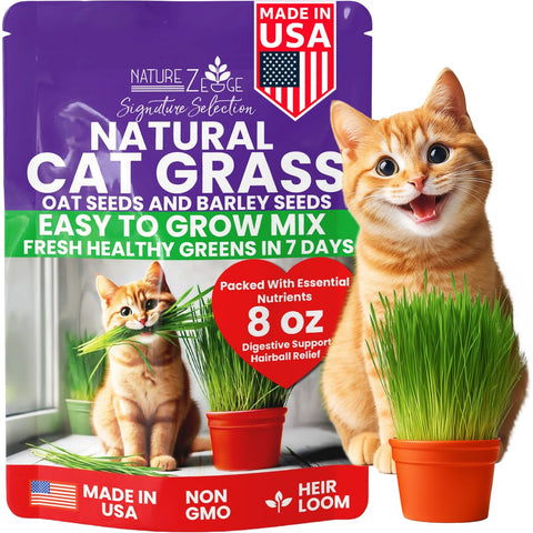 NatureZ Edge cat grass seeds half-pound pack ready for indoor planting.