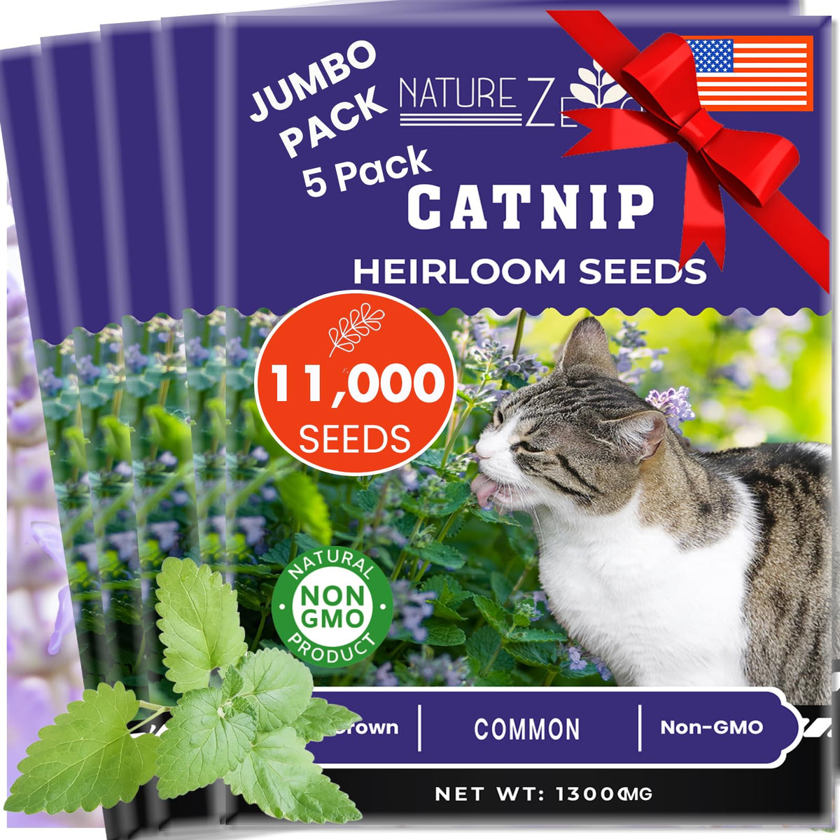 NatureZ Edge catnip seeds—front of pack, showing generous quantity for multiple plantings.