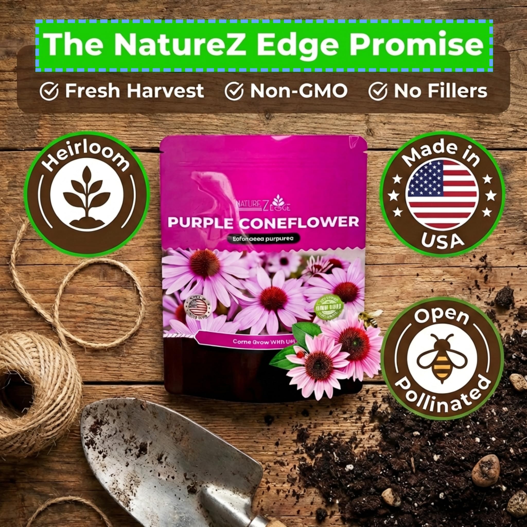 NatureZ Edge Echinacea seeds germination-rate close-up highlights healthy sprouting potential.
