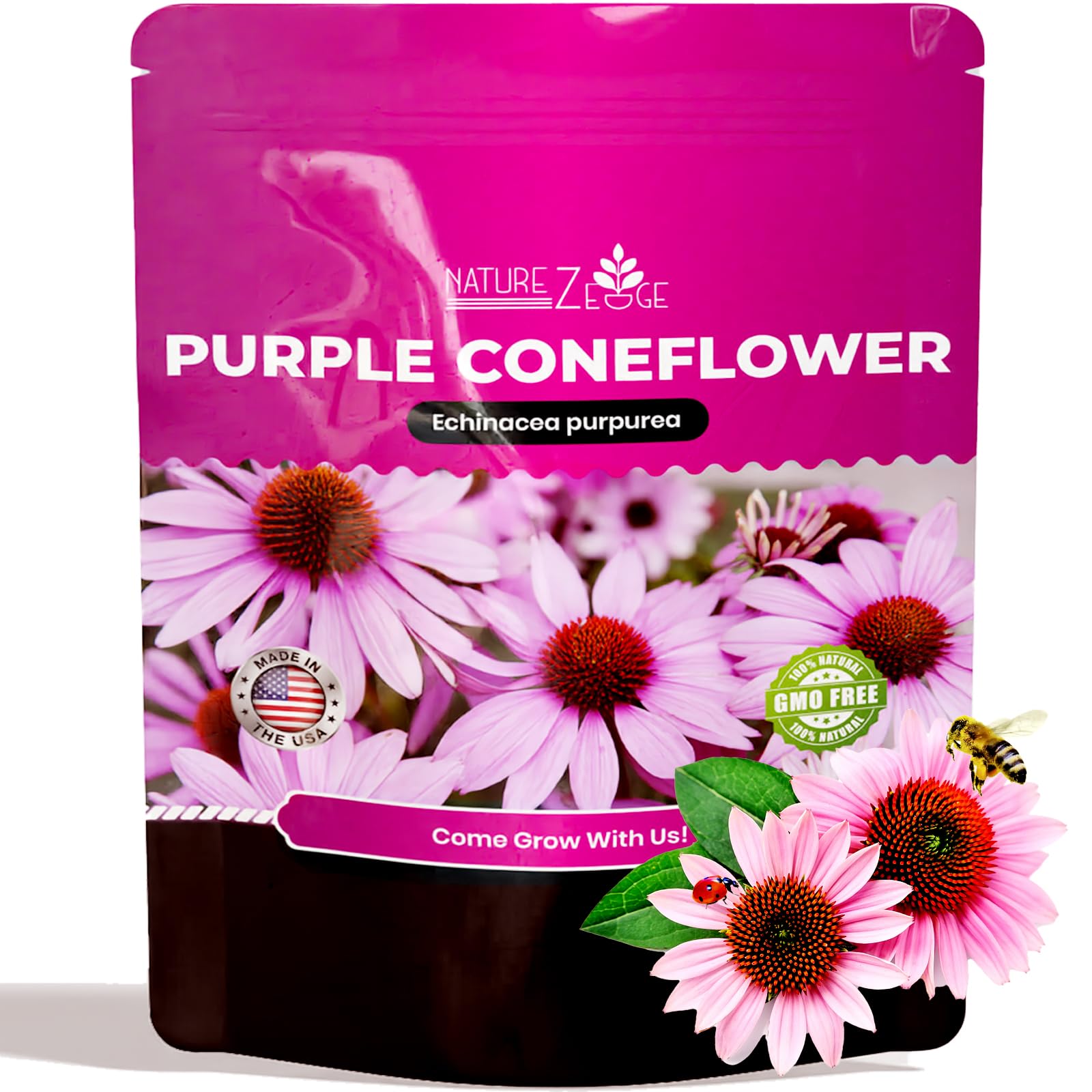 NatureZ Edge Echinacea seeds overview for a pollinator-friendly garden with abundant seed stock.