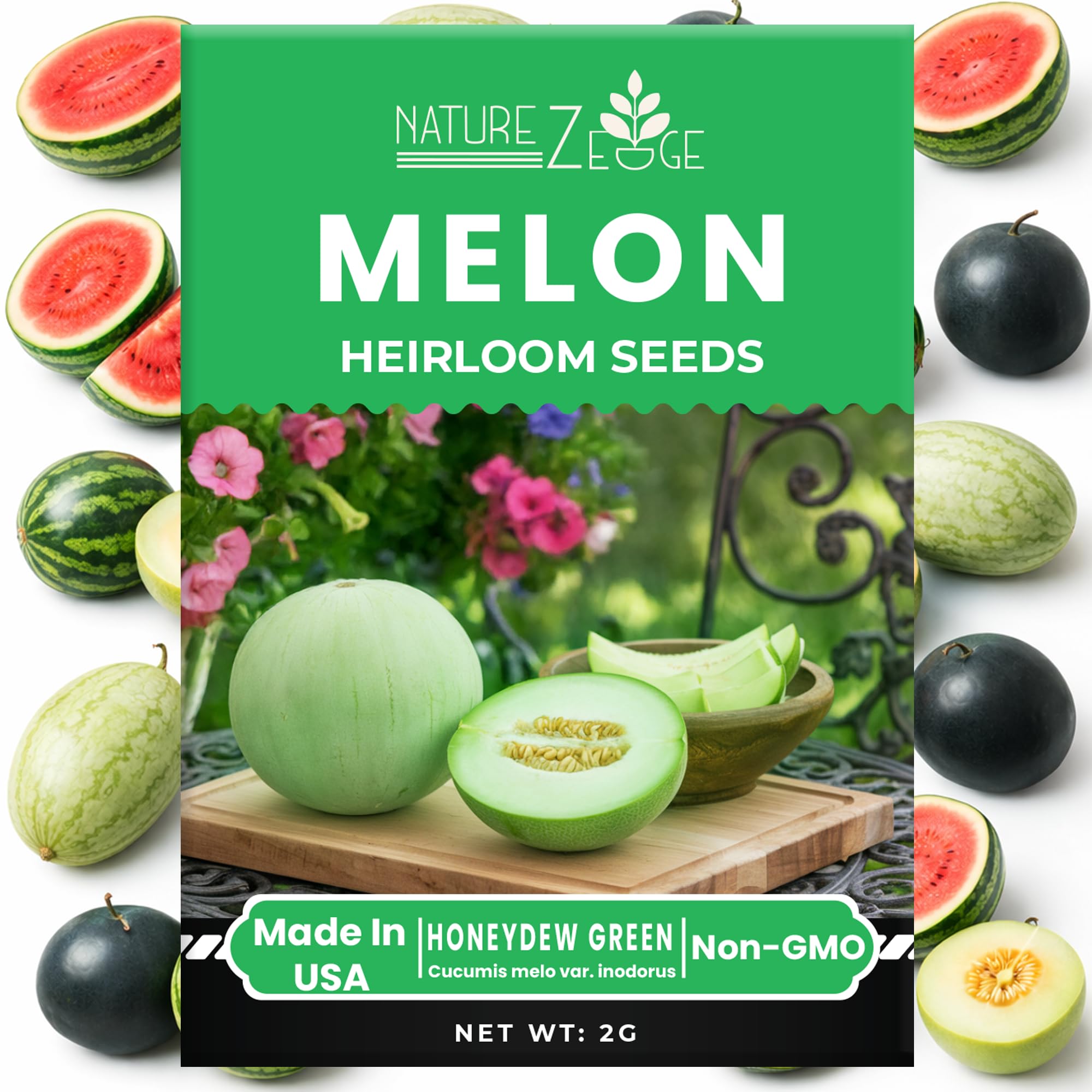 NatureZ Edge Mixed melon seeds pack for a diverse harvest in the garden.
