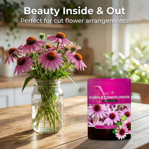 NatureZ Edge Purple Coneflower border image shows vibrant color along garden edges.
