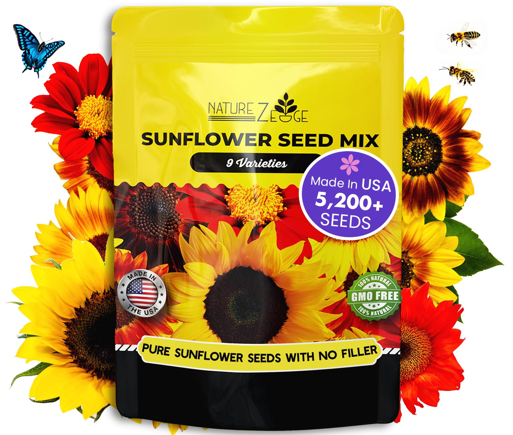 NatureZ Edge sunflower seeds pack for bulk planting with diverse varieties