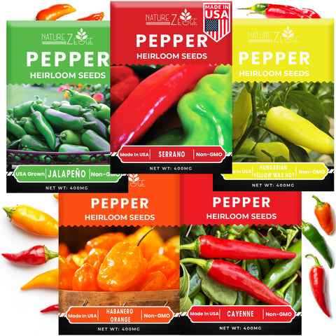 NatureZ Edge variety-pack hot pepper seeds for diverse garden heat