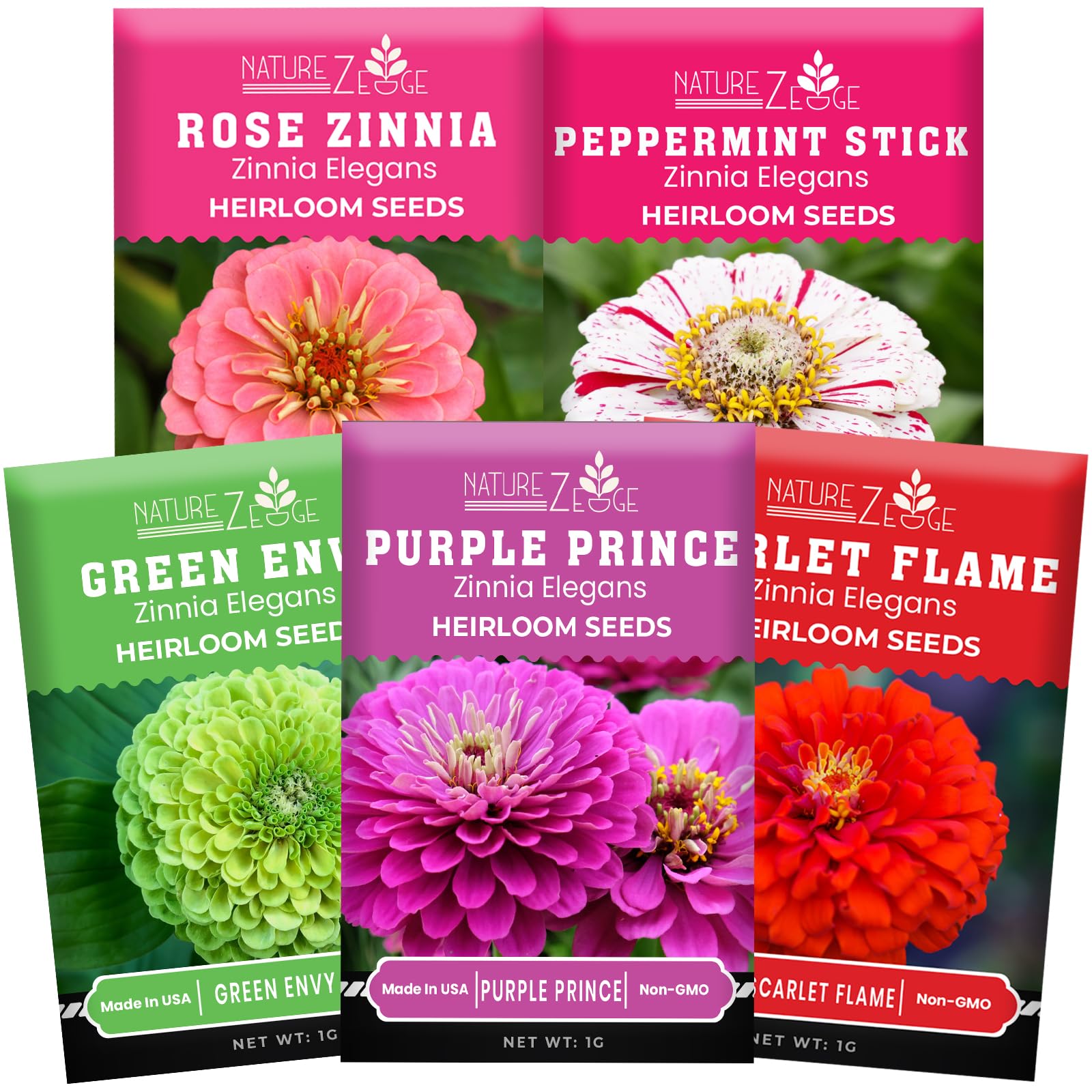 NatureZ Edge zinnia seeds bulk mix 5g for bright garden beds and containers.