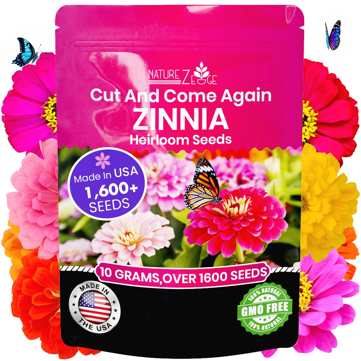 NatureZ Edge zinnia seeds pack for vibrant garden color.