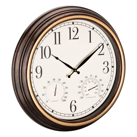 Navaris outdoor clock front view for patio timekeeping and outdoor décor.