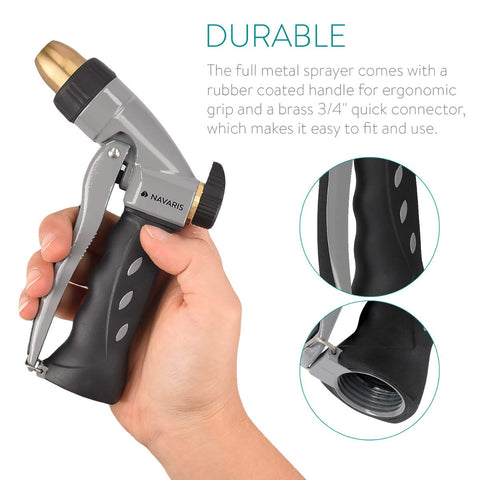 Navaris adjustable spray supports delicate plant watering or strong rinses as needed.