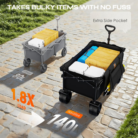 Navatiee silent all-terrain wheels glide on sand and grass.