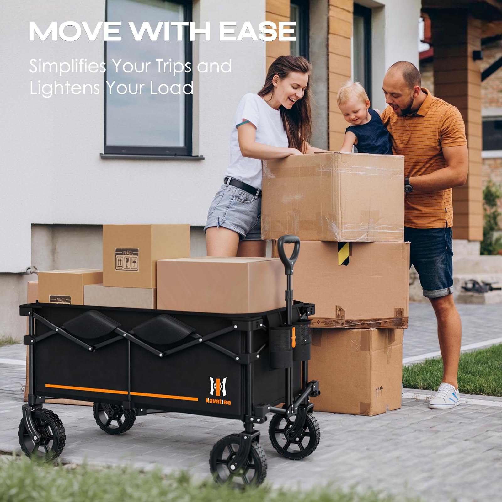 Navatiee wagon in camping and shopping use shows versatility.