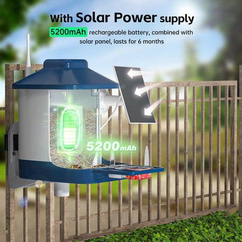 NAVFS Bird Feeder 2.4GHz WiFi provides stable live video streaming outdoors.