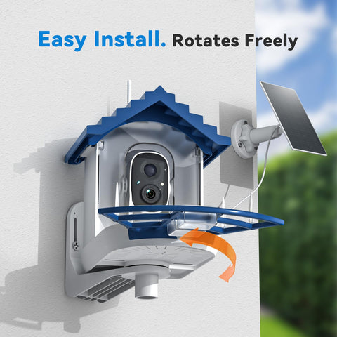 NAVFS universal bird feeder mount secured to a tree for flexible birdwatching.