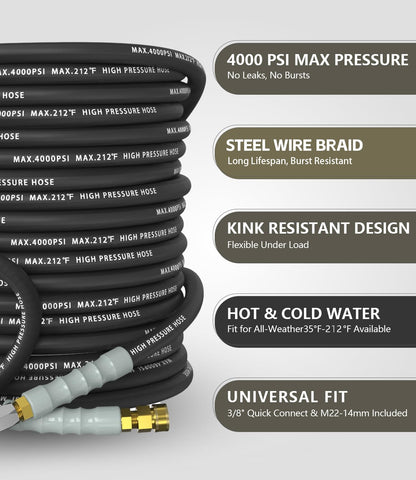NAVOHEVEN steel-braid kink-resistant hose ready for tight corners.