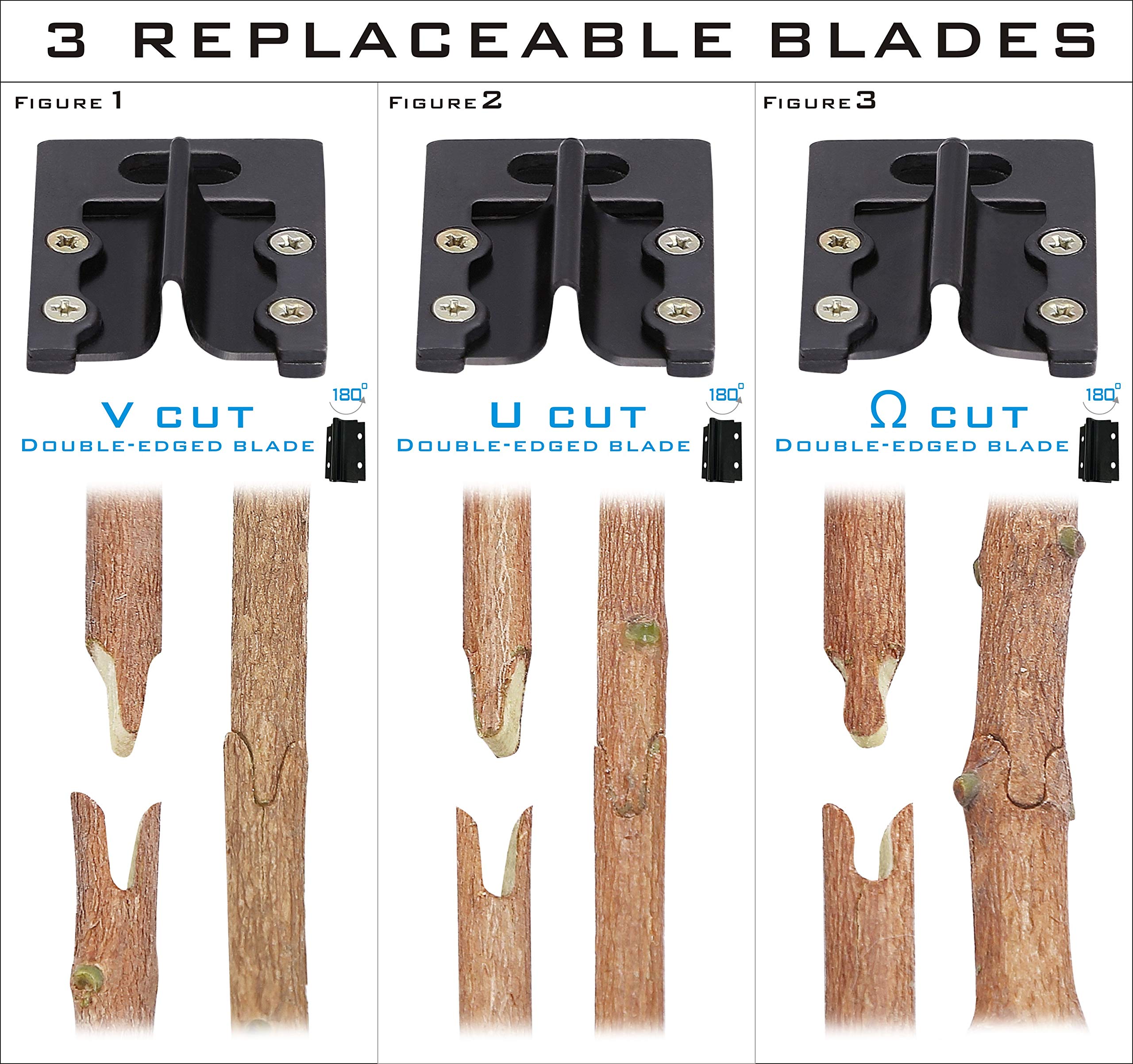 NAYE replaceable blades in case enable quick blade swaps during grafting.