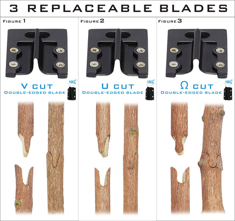 NAYE replaceable blades in case enable quick blade swaps during grafting.
