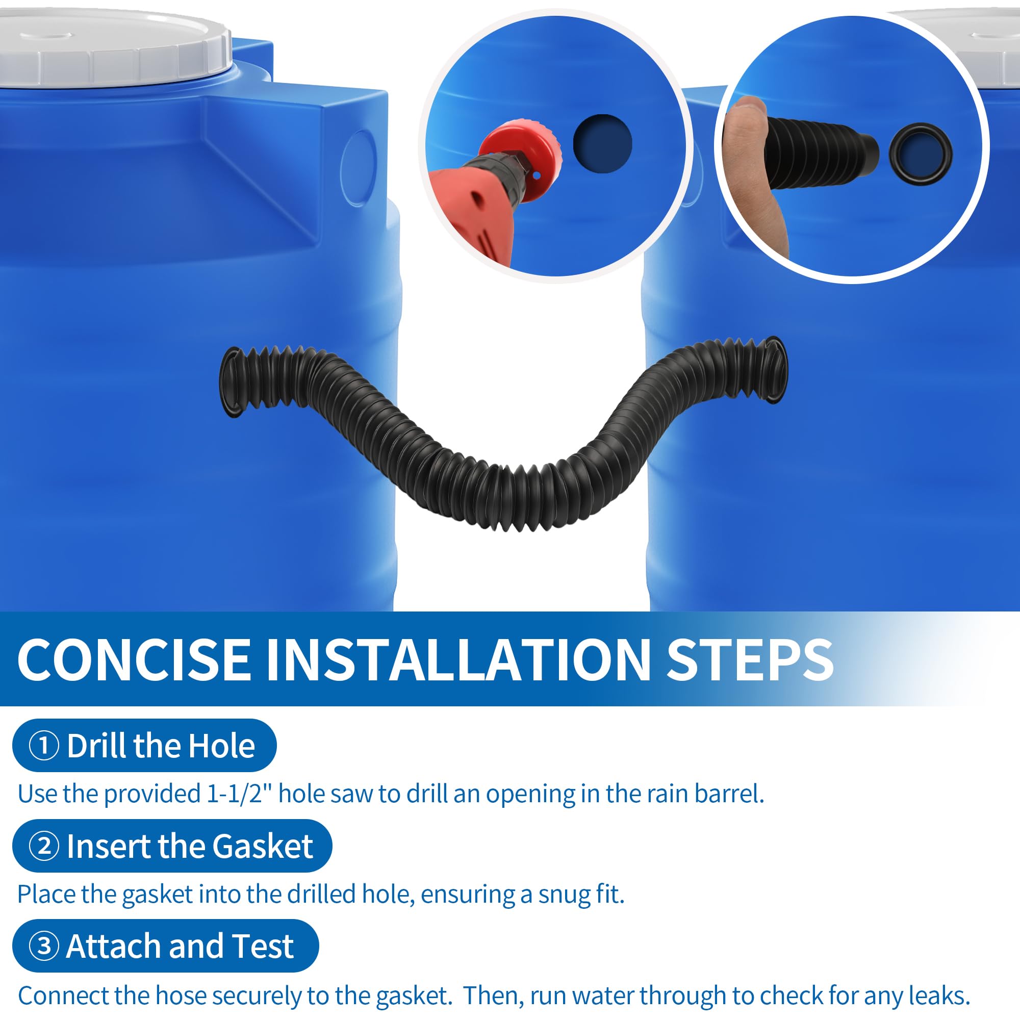 NBPLUS downspout extension adapts to various setups for easy water collection.