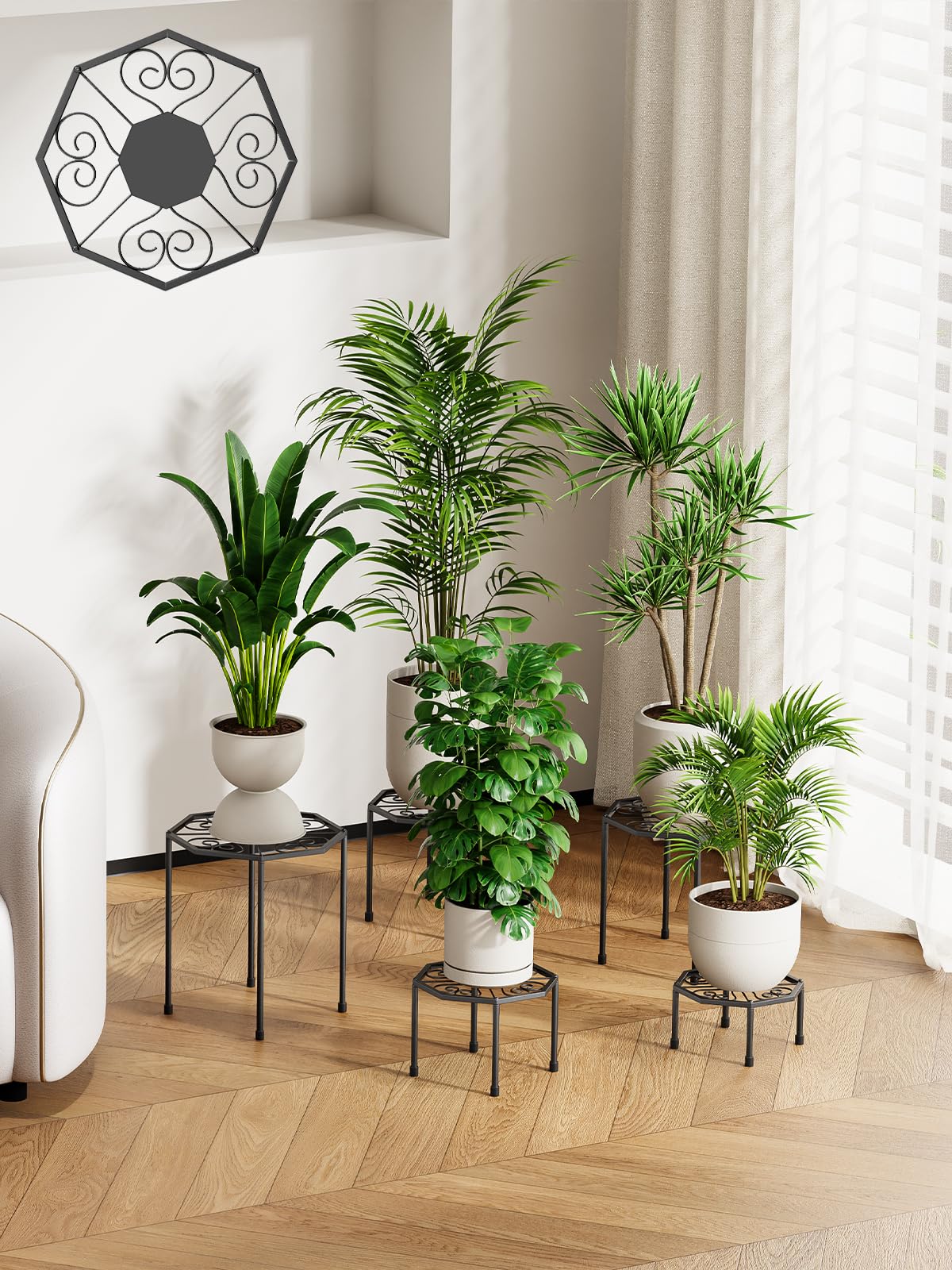NBPUJ 5-Pack Plant Stands with multi-tier display for stylish plant organization.