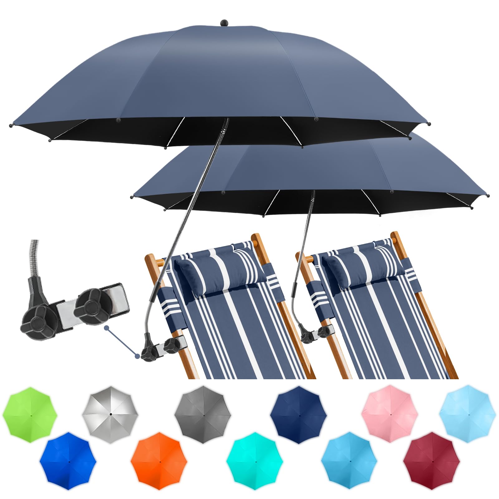 NBtoUS 2-pack chair umbrella clip providing versatile shade for outdoor chairs