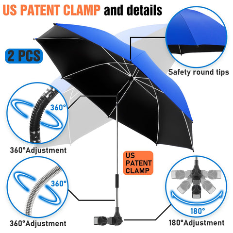 NBtoUS 360-degree adjustable umbrella shields you from sun in any direction