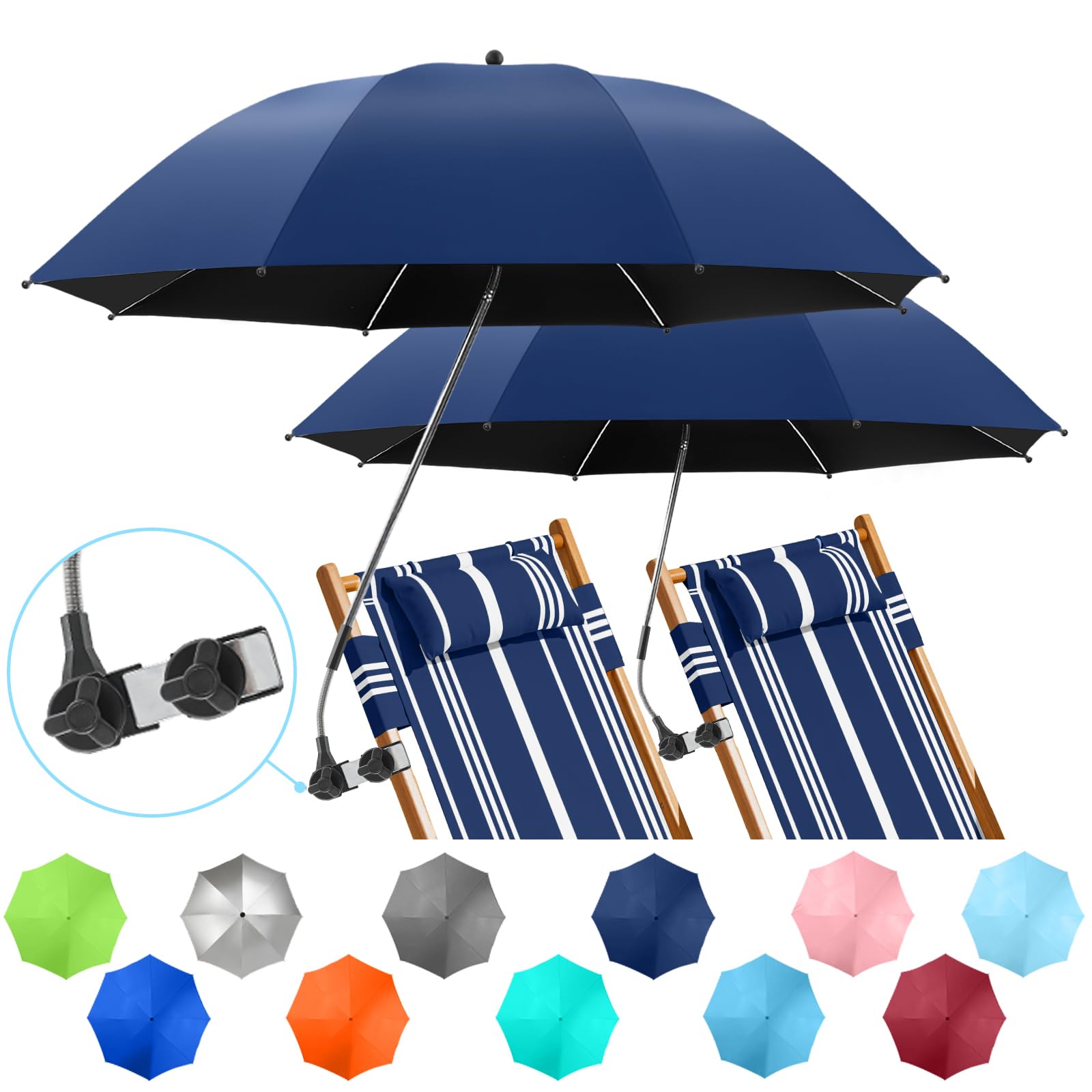NBtoUS chair beach umbrella clip attachment secures shade on outdoor chairs