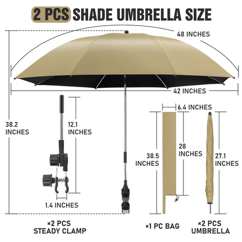 NBtoUS chair umbrella 42-inch-diameter shade for beach, patio, or park.