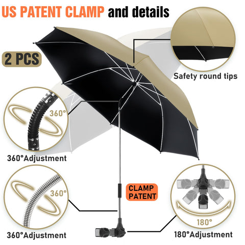 NBtoUS chair umbrella carbon-fiber-ribs keep the frame strong yet light.