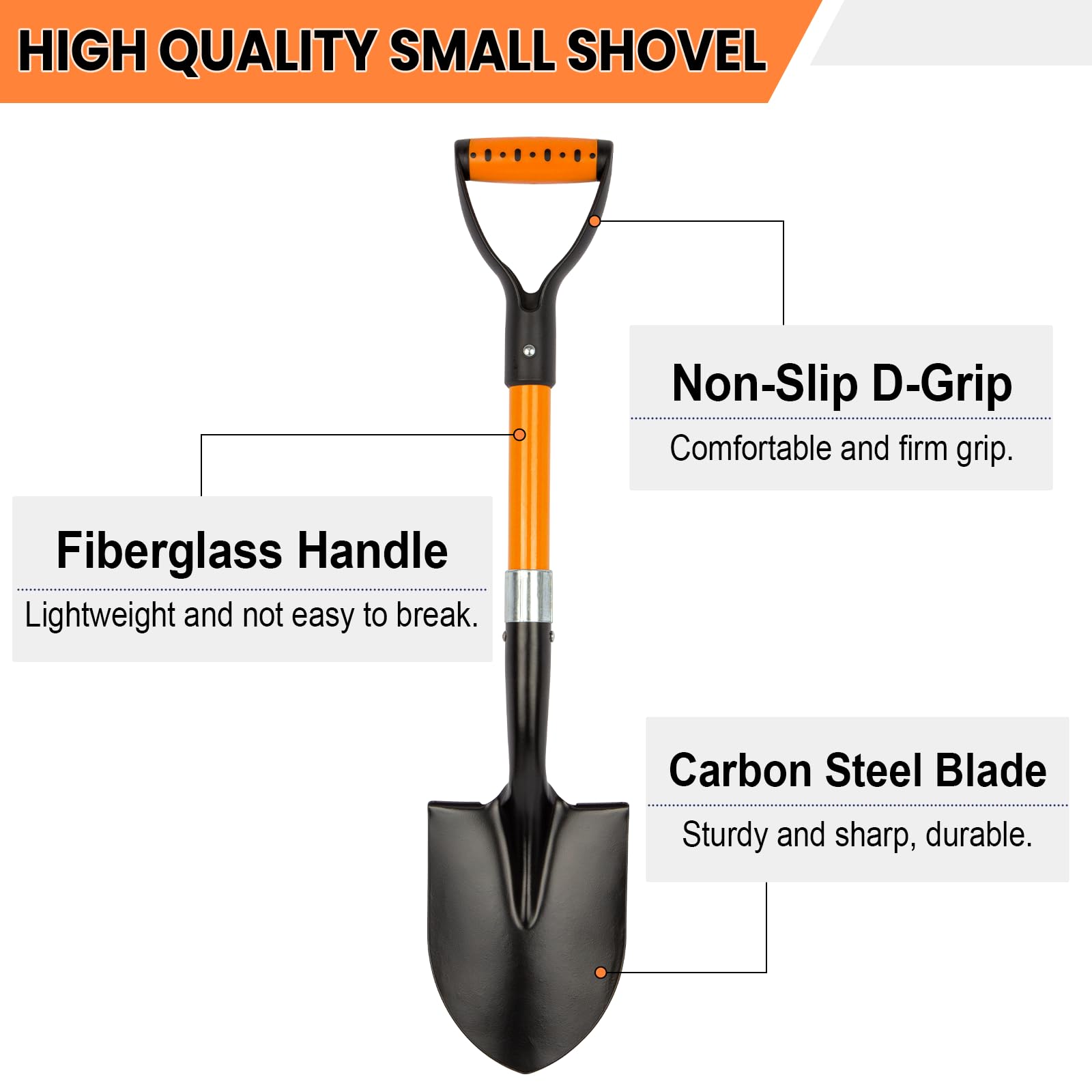 N/C Small Garden Shovel with D-handle for comfortable grip.