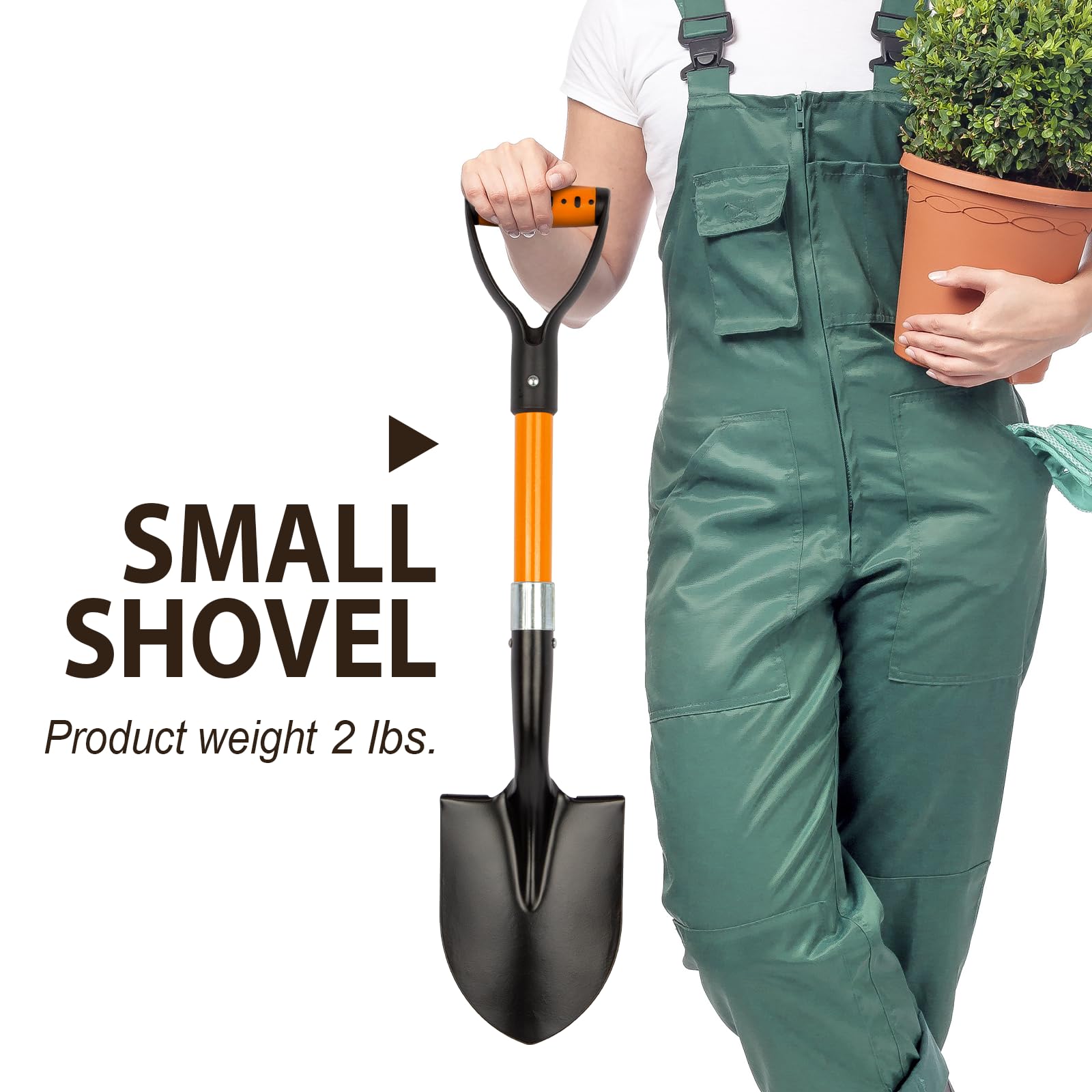 N/C Small Garden Shovel with glass fiber handle for longer life.