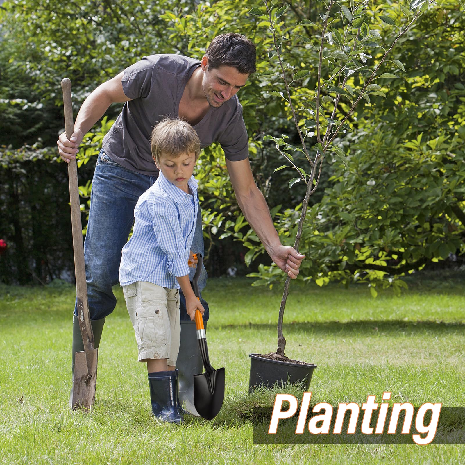 N/C Small Garden Shovel round-point head for easy digging.