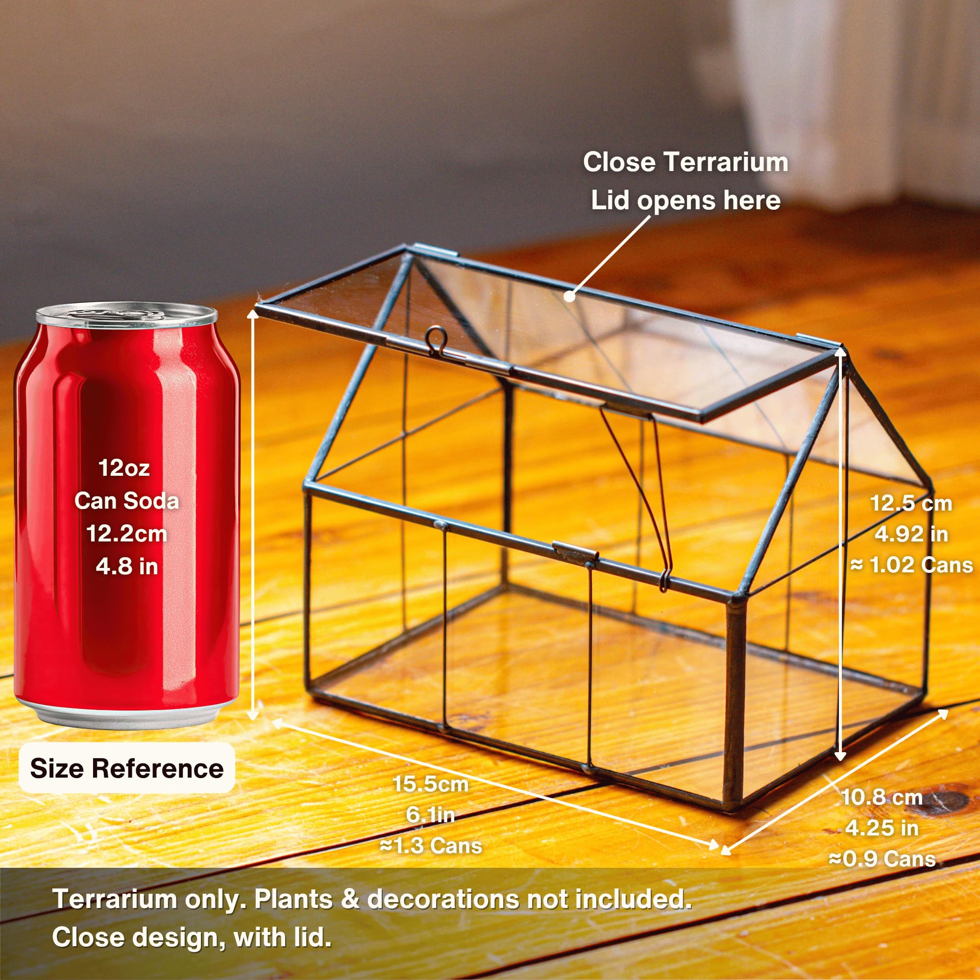 NCYP tin and glass construction provides durable decor