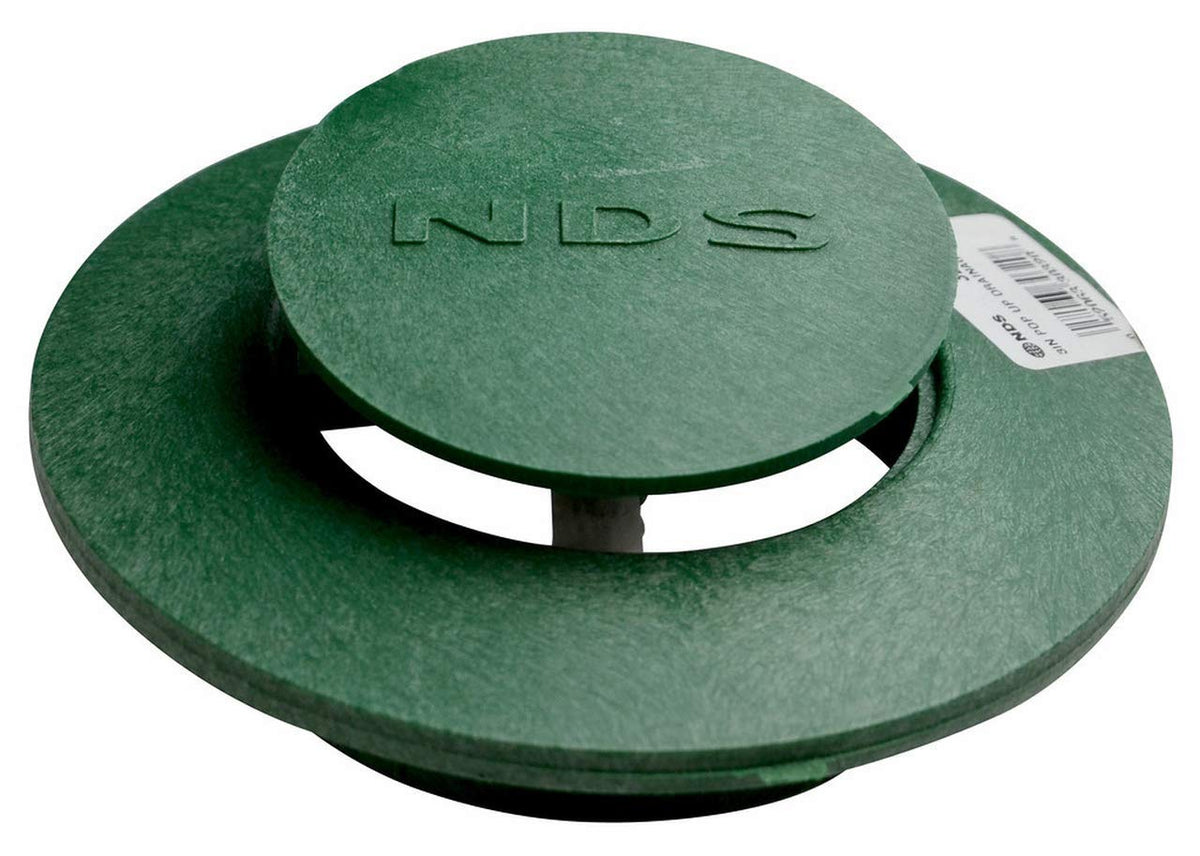 NDS 420 pop-up emitter connected to a 3-inch pipe for drainage