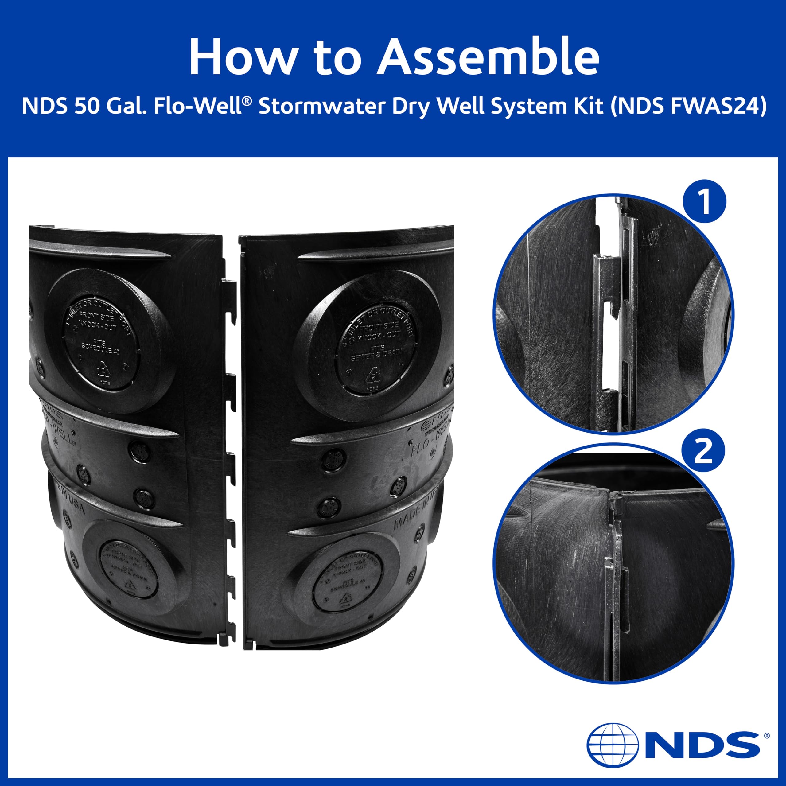 NDS Flo-Well buried installation illustrates underground detention with minimal disturbance.