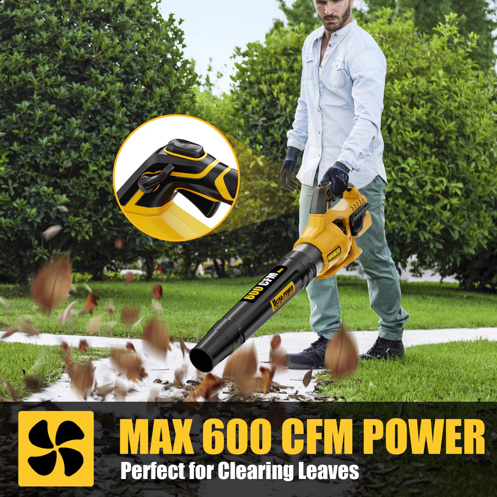 Neareen cordless blower highlights ergonomic, lightweight design for comfortable all-day use.