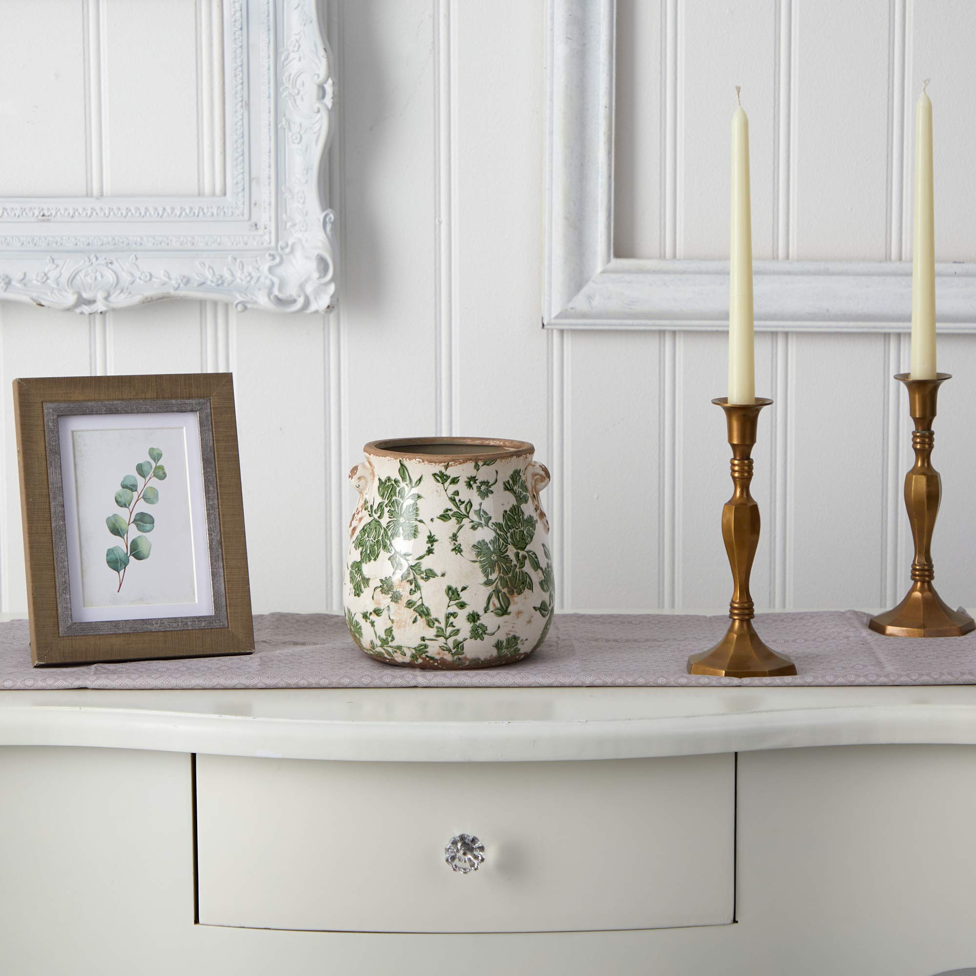 Nearly Natural tabletop centerpiece vase adds vintage charm to any surface
