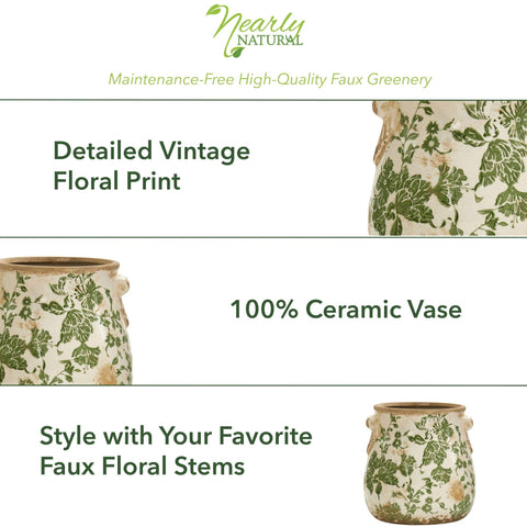 Nearly Natural vase with artisan detail, perfect accent decor for desks or mantles