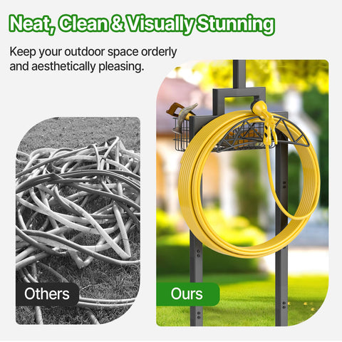 neatevday hose holder features two shepherd hooks for easy tool organization.